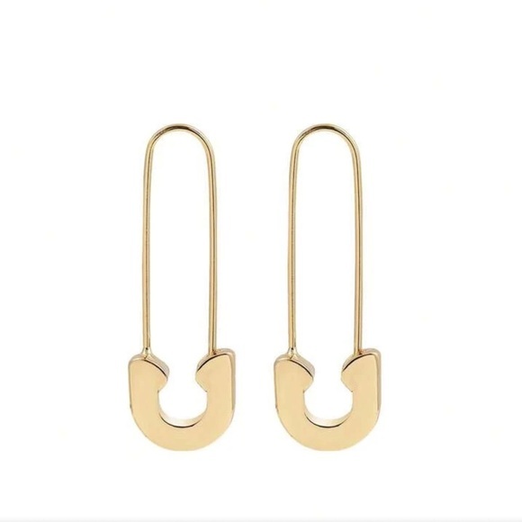 New Elegant Hypoallergenic Gold Tone Safety Pin Earrings